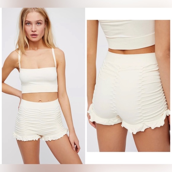 Free People Pants - NEW Free People Ruched Seamless Shorts | IVORY